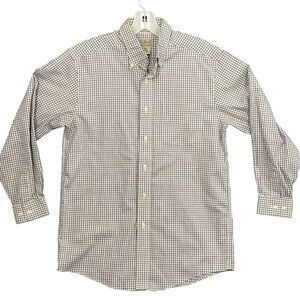 L.L. Bean mens 100% cotton wrinkle resistant plaid blue button up shirt Sz Small